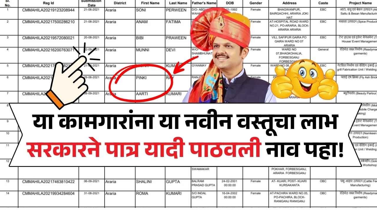 आता या कामगारांना या नवीन गोष्टीचा लाभ मिळणार सरकारकडून पात्र यादी आली नाव पहा! Bandhkam Kamgar Yojana